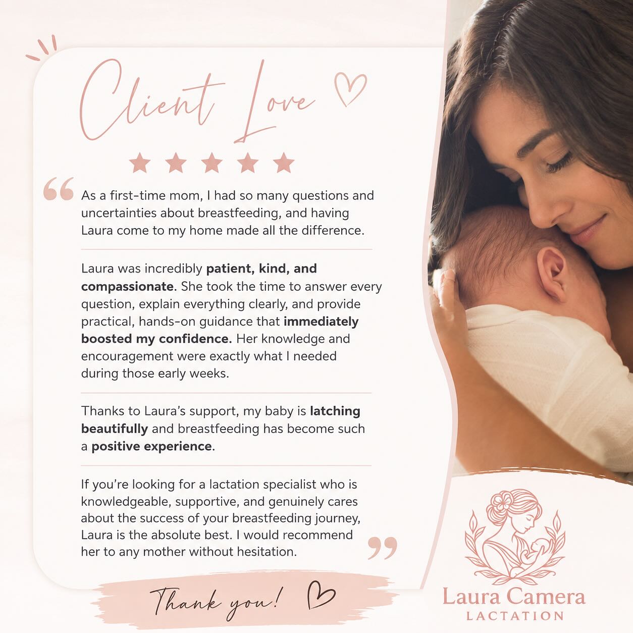 ✨ There is nothing more rewarding than helping a family find confidence in their feeding journey.

Thank you to this wonderful family for trusting me during such a special season and for taking the time to share these kind words. Knowing that both mom and baby are thriving is the greatest reward. 💕

Whether you’re preparing for your baby’s arrival or navigating the early postpartum weeks, you don’t have to do it alone. I’m here to provide personalized, evidence-based support every step of the way.

🤍 In-home & virtual lactation visits
🤍 Prenatal breastfeeding education
🤍 Pumping & flange fitting
🤍 Bottle feeding & return-to-work support
🤍 Accepting most major insurance plans

#IBCLC #LongIslandIBCLC #LongIslandMoms #BreastfeedingSupport #LactationConsultant #PostpartumSupport #NewMom #BreastfeedingJourney #LauraCameraLactation